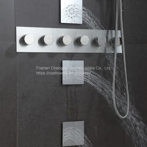 Shower Set With Multi-funciton Shower Head Rainfall Waterfall Body Jet in 304 Stainless Steel thumbnail-4