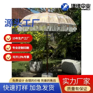 Solid Wood Furniture Parasol Terrace Swimming Pool Outdoor Garden Beach Umbrella With Tassel Bali thumbnail-1