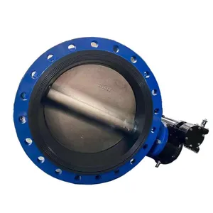 DN800 PN25 PN16 Cast Steel Ductile Iron Electric Turbine SS304 DISC Three Eccriped Midline Flange Butterfly Valve thumbnail-2