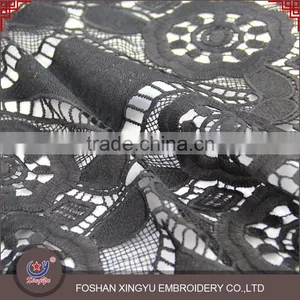 Chinese Factory Custom Pattern American Black Geometric Guipure Lace Water Souble Embroidery Fabric thumbnail-4