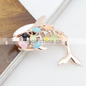 Elegant Crystal Costume Brooch Jewelry Gold Opal Crystal Brooch thumbnail-2