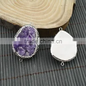LFD-0012B Druzy Amethyst Pave Rhinestone Crystal Connector Beads Diy Jewelry For Making Bracelet Necklace thumbnail-2