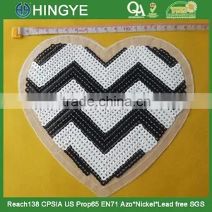 2015 New Arrive White and Black Heart Shape Emboridery Squin Patches -- M110 thumbnail-1