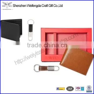 Best Promotion Gift Set High Quality Leather Wallet &keychain for Men thumbnail-1