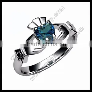 Custom Sapphire Claddagh Ring thumbnail-1