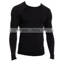 92% Polyester 8% Spandex (Lycra) Plain Black Full Sleeves Compression Shirt / Rash Guard thumbnail-1