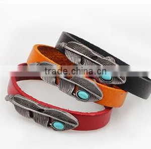 Factory Top Selling Wholesale Feather Leather Bracelet Jewelry/ thumbnail-6
