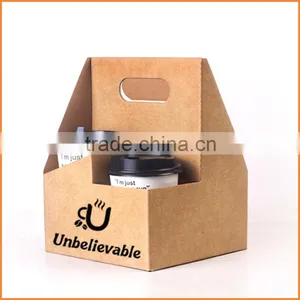 Take Away Disposable Kraft Paper Coffee Cup Drink Carrier, Coffee Paper Cup Holder thumbnail-2