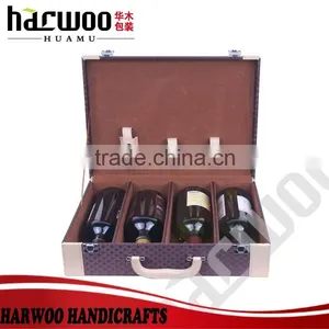 4 Slots pu Wine Storage Box,pu Leather Wine Box With Handle,hot Popular Leather Wine Box thumbnail-1
