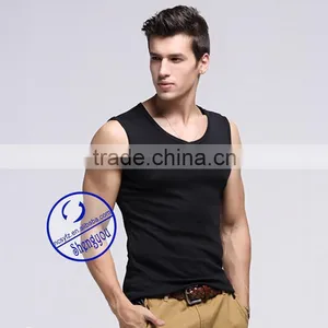 Custom Wholesale 100% Cotton Sports V-neck Tank Top Men thumbnail-3