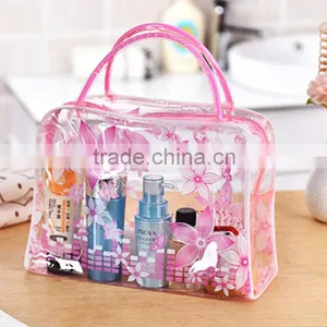 Beautiful Flower Print PVC Clear Cosmetic Bag, Make up Bag thumbnail-1