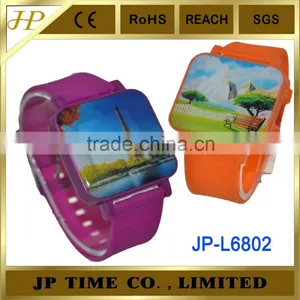 Square Led Silicone Watch Print Picture Water Resistant Led Digital Watch in China Factory thumbnail-1