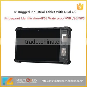 8inch Rugged Industrial Tablet With Dual OS, 8" 10 Point Touch Fingerprint Reader IP65 Waterproof WIFI 3G GPS Rugged Tab thumbnail-1