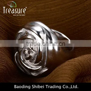 Fashion Jewelry Brand New Design Hot Selling Silver Plated Rose Shaped Ring thumbnail-4