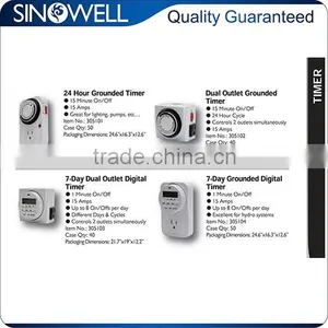 Factory Wholesale Price Stable Function 24hrs Dual Outlet Grounded Elecronic Timer thumbnail-1