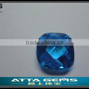 Men Cushion 9X9mm Created Blue Sapphire thumbnail-1
