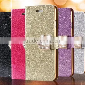 Bling Flip Shiny Diamond Deluxe Wallet Leather Cover Case for Iphone 6 Diamond Bling PU Leather Flip Cover thumbnail-1