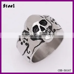 Wholesale Fashion Jewelry 316L Stainless Steel Man Skull Ring thumbnail-1