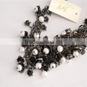2016 Fashion Jewelry White Pearl Beads Necklace Gold Plated Necklace thumbnail-5