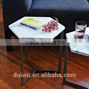 Home Furniture Living Toom Marble Table Top Mtetal Base Movable Side Table thumbnail-1