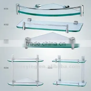 Clear Tempered Unique Bathroom Glass Shelf thumbnail-1