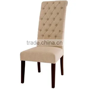 Modern Wooden Chair High Back Button Tufted Dining Chair for Restaurant thumbnail-1