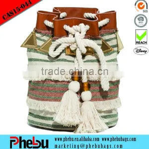 Hand-fringed Vintage Canvas Drawstring Backpack(CAS15-044) thumbnail-1