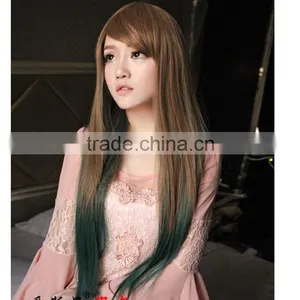 Wholesale Girl Long Straight Hair Mixed Color Wigs Factory Price Wigs thumbnail-1