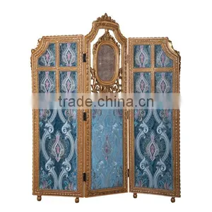 Antique Wooden Curio Floor Screens, Luxury Gold Painting Decorative Folding Screen, Classical Furniture Wood Carved Screen thumbnail-5