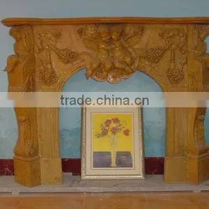 Brown Polished Marble Fireplace for Home Decoration thumbnail-3
