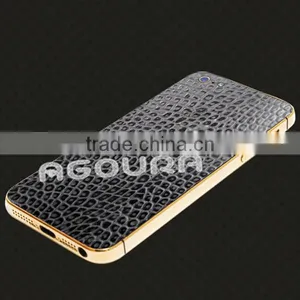 2017 Luxury 24k Gold Plating Housing With Genuine Leather for IPhone 5 5S thumbnail-5