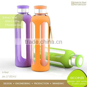 Promotion Portable Glass High Quality Silicone Water Bottle thumbnail-1