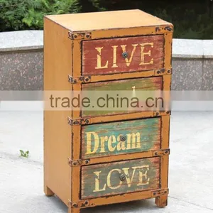 Four Drawers Antique Yellower Wooden Cabinet thumbnail-1