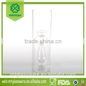3-tier Newest Modelling Clear Series Tall Glass Straight Barrel Hurricane Candle Holder thumbnail-1