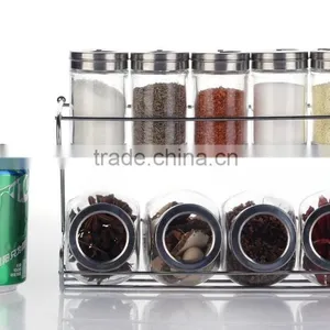 Set 10 Clear Glass Spice Jars With Metal Stand thumbnail-1