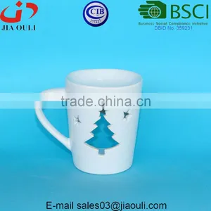 Fashion Design Cup Shape White Ceramic Aroma Diffuser Lamp, Christmas Oil Burner thumbnail-3