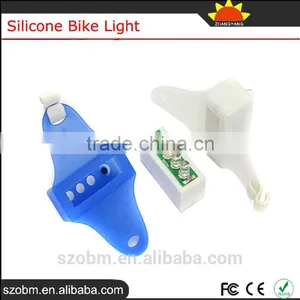 Super Bright 3 Led White Blue Lights Front Rear Silicone Bike Light Bicycle Tail Light thumbnail-5