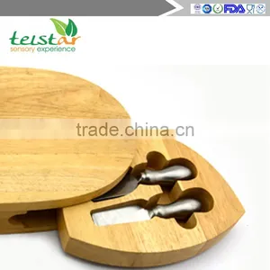 4 Cheese Knives With Board Set Rubber Wood Cheese Board Set Professional Bamboo & Wood Household Products Wood Cheese Tools thumbnail-5