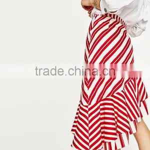 Office Skrirts Designs Wholesale Custom Made in China Striped Adults Tutu Skirts With Frill Mature Women in Skirts thumbnail-5
