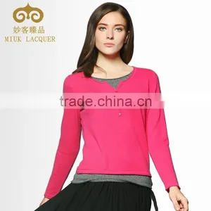 KNITTED WOMEN LONG SLEEVE ROUND NECK BASIC 100%CASHMERE PULLOVER thumbnail-1