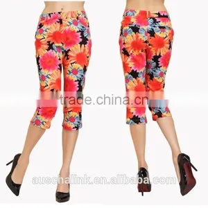 Auschalink Summer Lady Cool Beach Print Colored Cotton Boho Pants thumbnail-4