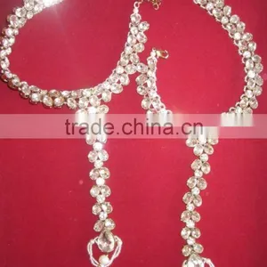 GOLD Tone Crystal Pearl PAYAL Anklets Toe Ring Barefoot Sandal thumbnail-2