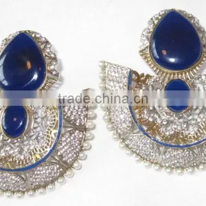 Sterling Silver Blue Gemstone Dangler EARRING Pair thumbnail-4