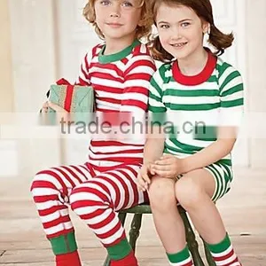 Cheap Stripes Kids Cotton Pajama Sets Long or Short Sleeve thumbnail-1