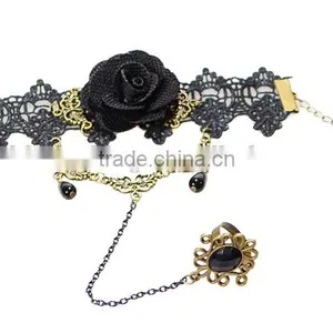 Yiwu Wholesale Rose Lace Bracelet Hot Girls Bracelets Sets With Ring thumbnail-3