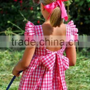 Summer Baby Girl Dresses New Style Angle Sleeve Backless Red Plaid Dress With Girls Party Dresses thumbnail-1