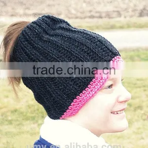 Bun Beanie Running Ponytail Toque Hat thumbnail-1