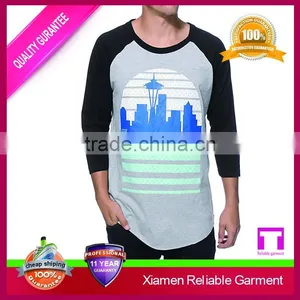 New Design 100% Cotton 3/4 Sleeve Raglan t Shirt , High Quality Wholesale Printing Custom Accepted thumbnail-6