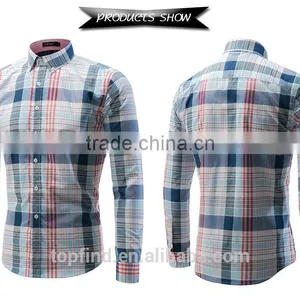 New Product 2016 European Fashion 100% Cotton Yarn Dyed Plaid Shirt Wholesale Men's Clothing thumbnail-4