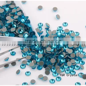 Free Shipping Aquamine Color Ss6 1.9mm-2.0mm Hot Sales and Best Quality HotFix Glitters Ironon Garment Clothing Crystal thumbnail-2